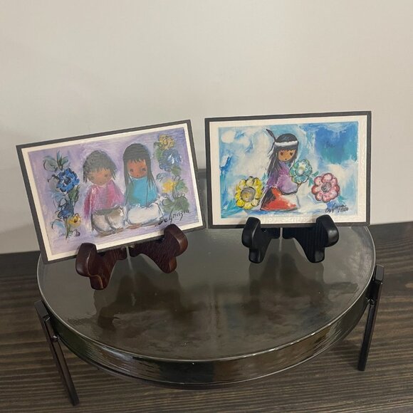 Ted De Grazia Art Work on Wooden Plaques, Set of 2 - Picture 2 of 9